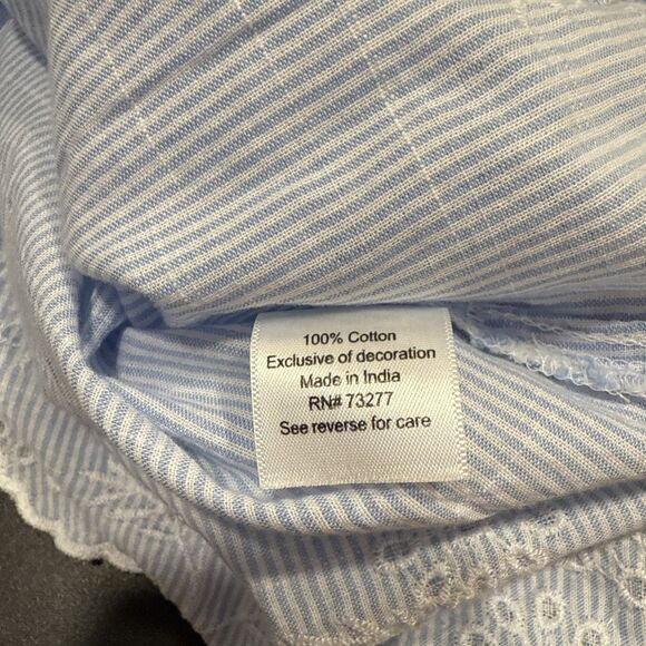 CROFT & BARROW Blue White STRIPE 3/4 SLEEVE SCALLOP HEM TOP SIZE 3x Embroidered - Picture 9 of 11